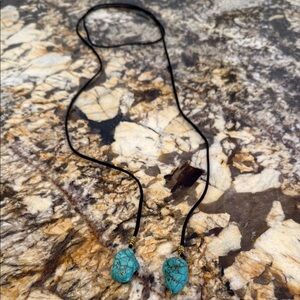 Faux Turquoise Stone Rope Necklace